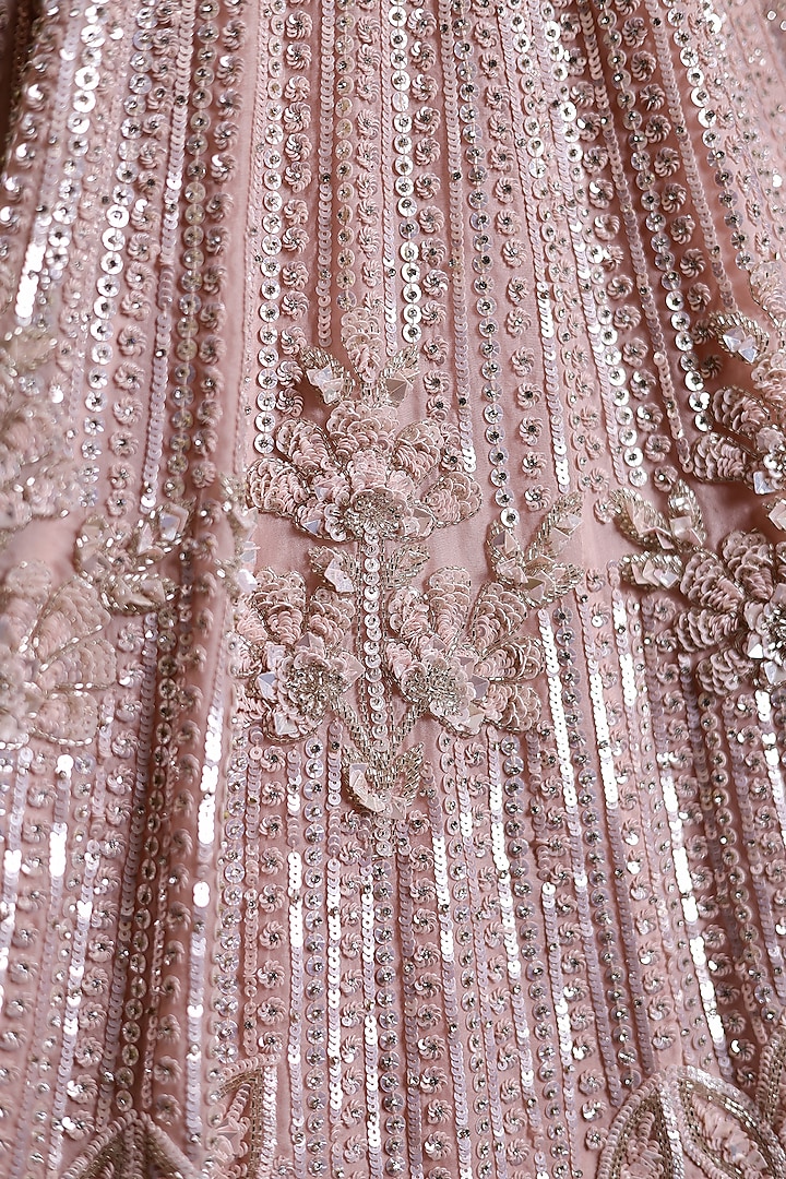 Powder Pink Organza Silk Hand Embroidered Bridal Lehenga Set by Isa by Dolly Wahal at Pernia's Pop Up Shop