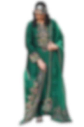 Emerald Chanderi Aari Work Kurta Set by Isha & Anshul at Pernia's Pop Up Shop