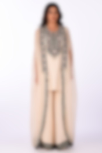 Ivory Organza Jacket Set by Isha & Anshul at Pernia's Pop Up Shop