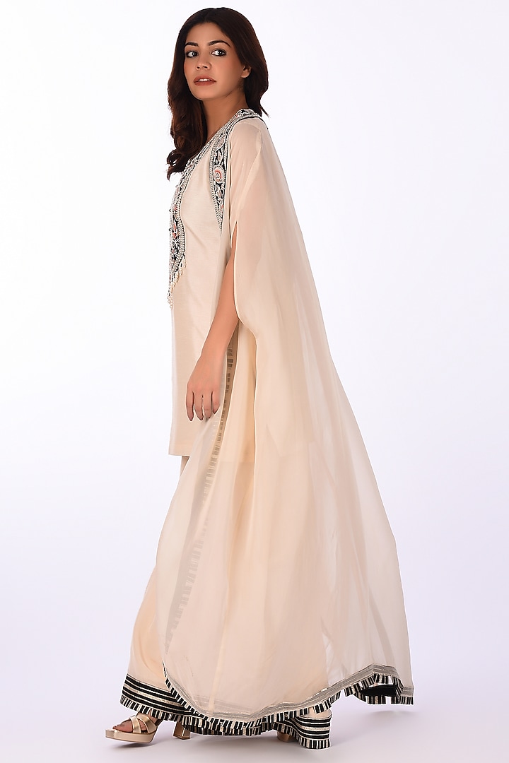 Ivory Organza Jacket Set by Isha & Anshul at Pernia's Pop Up Shop