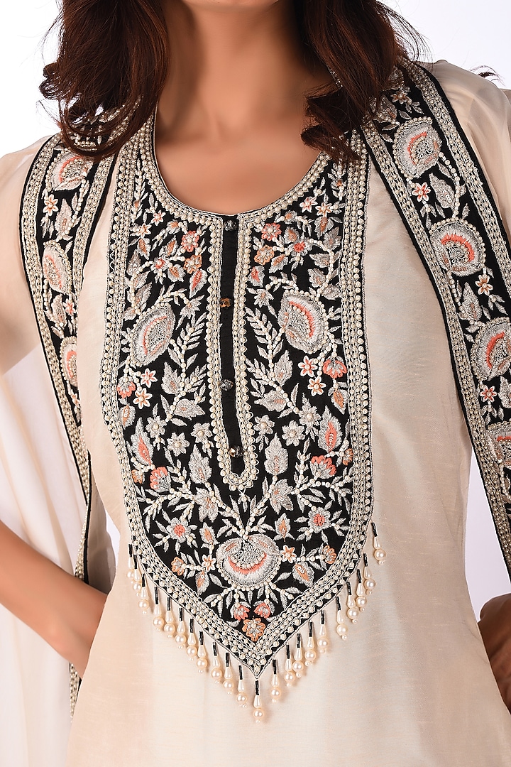 Ivory Organza Jacket Set by Isha & Anshul at Pernia's Pop Up Shop
