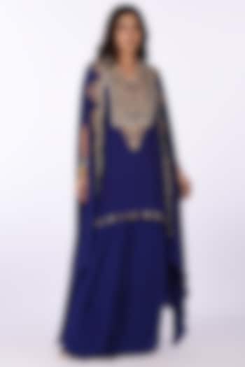 Purple Georgette Blend Embroidered Kurta Set by Isha & Anshul at Pernia's Pop Up Shop