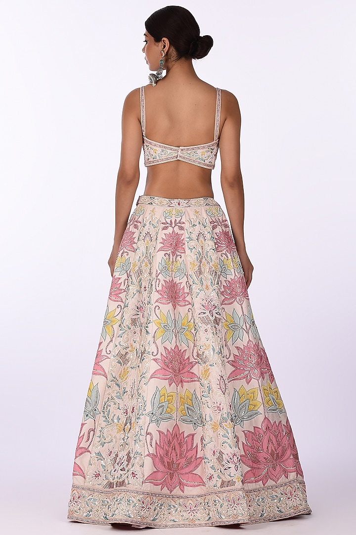 Ivory Raw Silk & Silk Blend Hand Embroidered Bridal Lehenga Set by Isha & Anshul at Pernia's Pop Up Shop