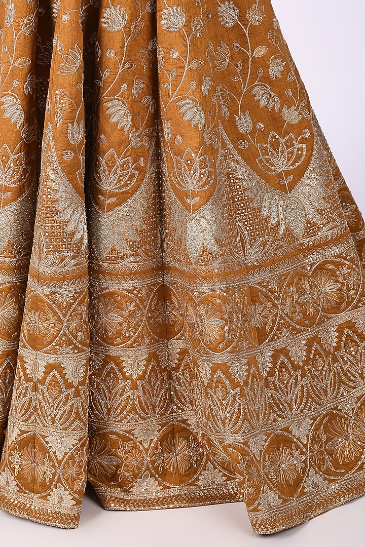 Mustard Yellow Raw Silk Sequins Embroidered Wedding Lehenga Set by Isha & Anshul at Pernia's Pop Up Shop