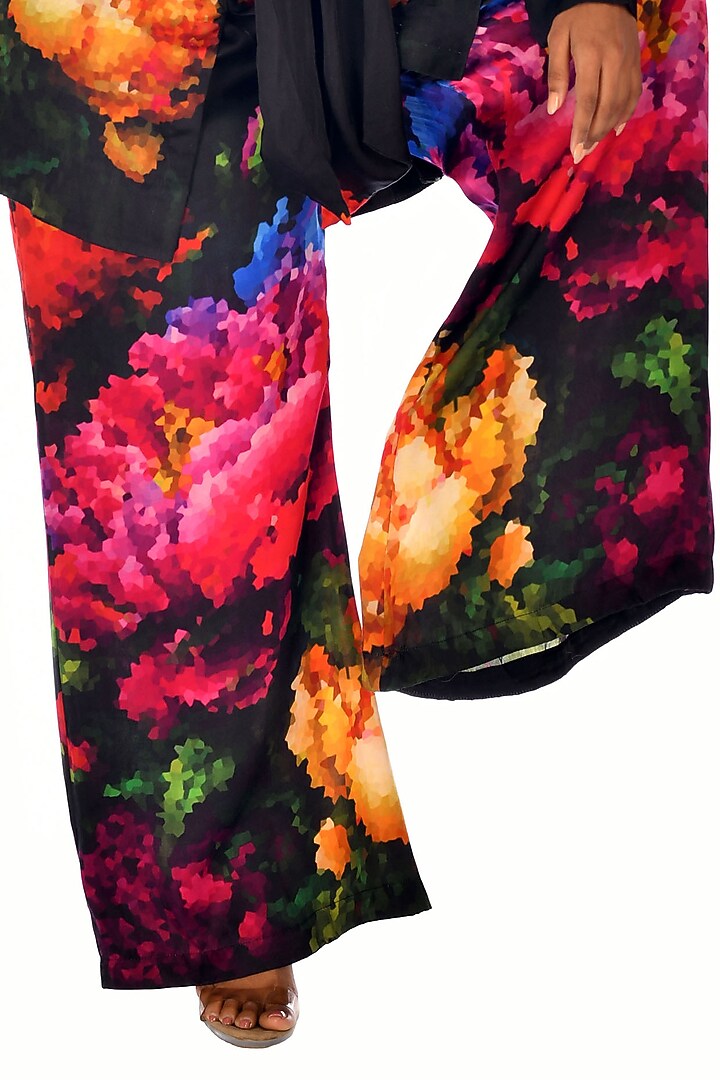 Black Satin Georgette Digital Printed Co-Ord Set by Isadaa by Rotna Dutt at Pernia's Pop Up Shop