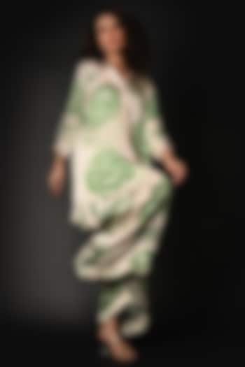 White Satin Georgette Digital Printed Co-Ord Set by Isadaa by Rotna Dutt at Pernia's Pop Up Shop