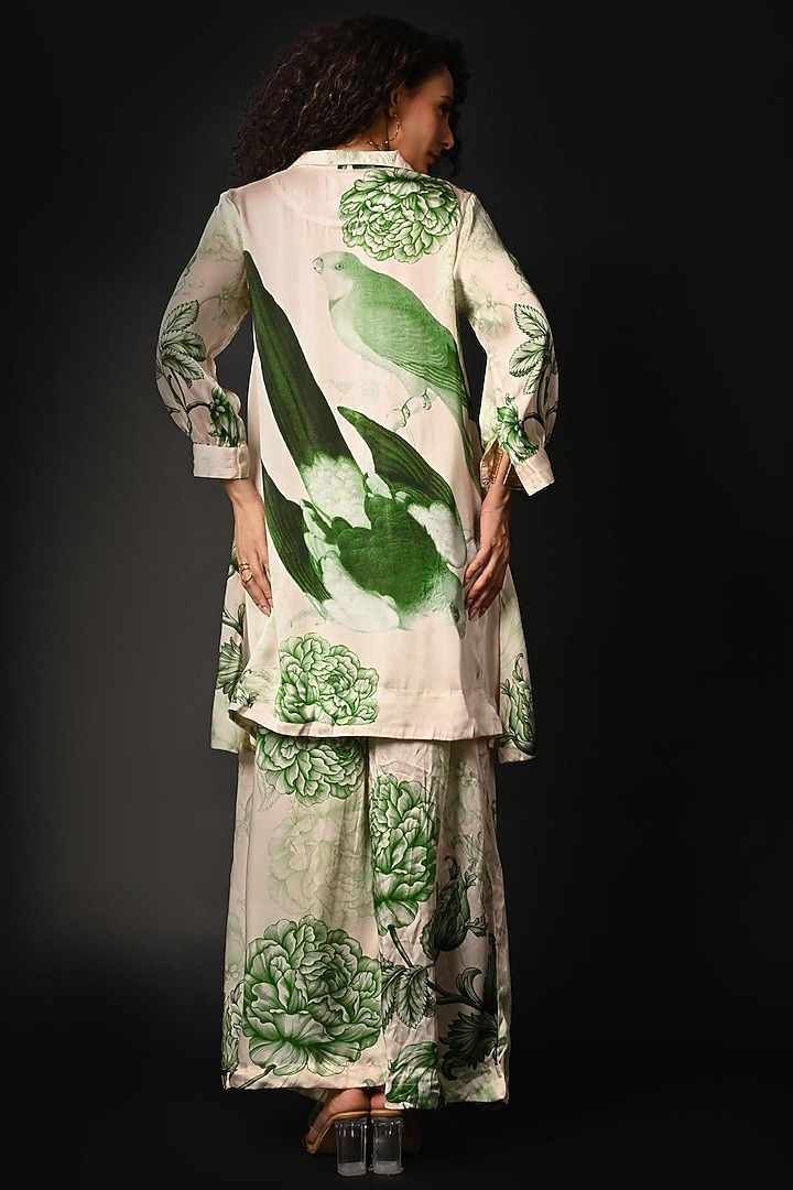 White Satin Georgette Digital Printed Co-Ord Set by Isadaa by Rotna Dutt at Pernia's Pop Up Shop