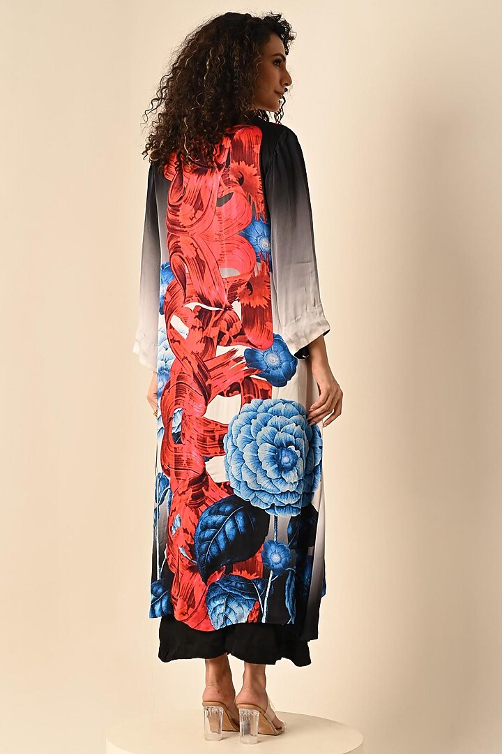 Blue Satin Georgette Digital Printed Kurta Set by Isadaa by Rotna Dutt at Pernia's Pop Up Shop
