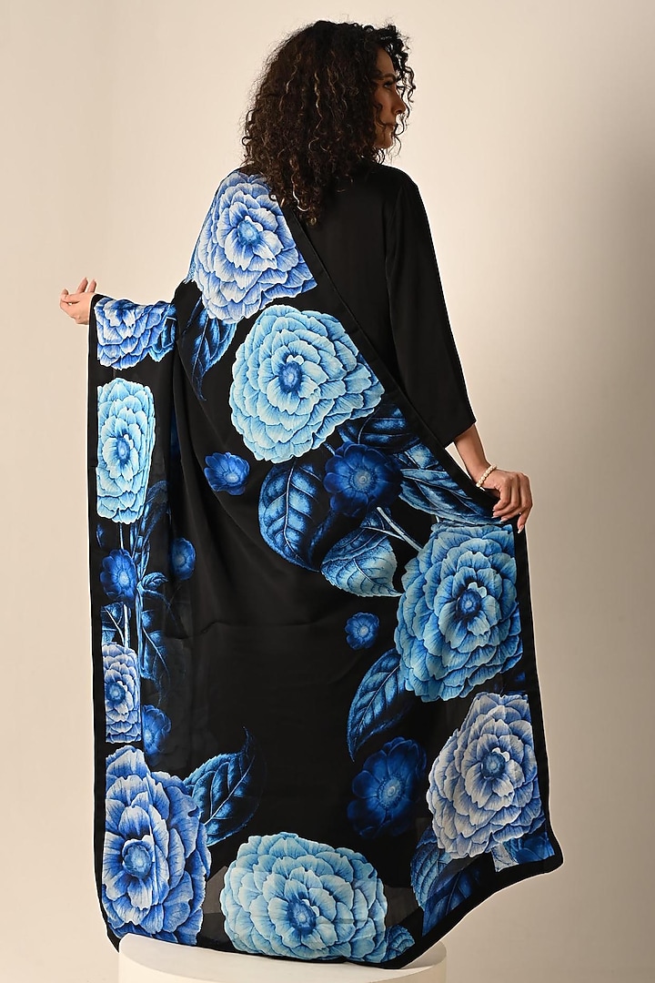 Black Satin Georgette Kurta Set by Isadaa by Rotna Dutt at Pernia's Pop Up Shop