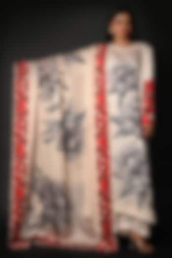 White Satin Georgette Digital Printed Kurta Set by Isadaa by Rotna Dutt at Pernia's Pop Up Shop