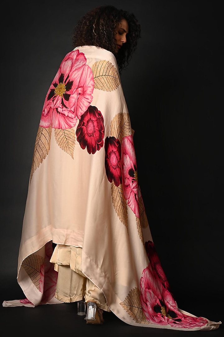 White Satin Georgette Digital Printed Kurta Set by Isadaa by Rotna Dutt at Pernia's Pop Up Shop