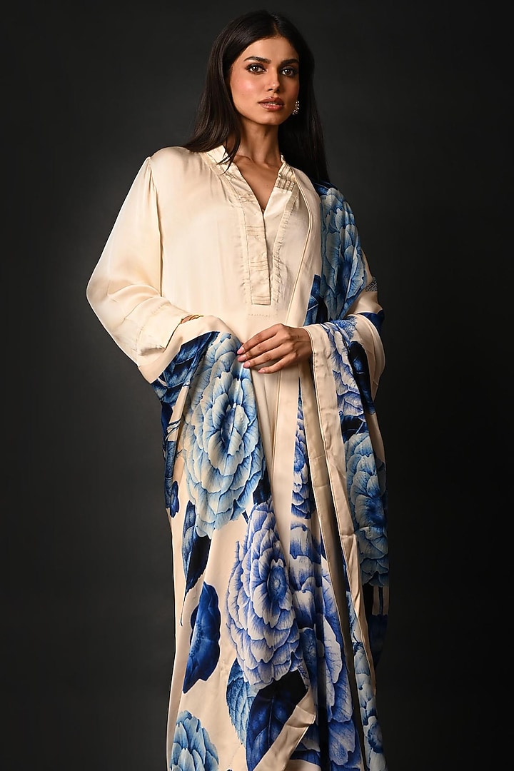 White Satin Georgette Kurta Set by Isadaa by Rotna Dutt at Pernia's Pop ...