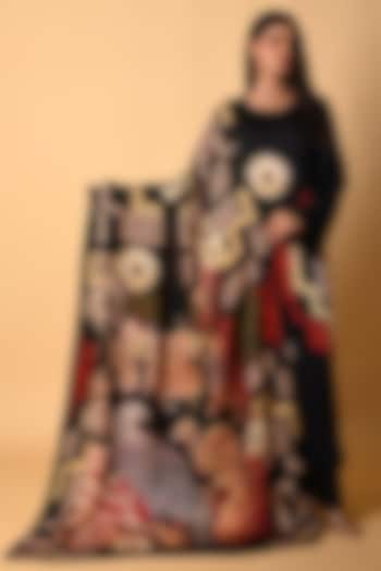 Black Satin Georgette Digital Printed Kurta Set by Isadaa by Rotna Dutt at Pernia's Pop Up Shop