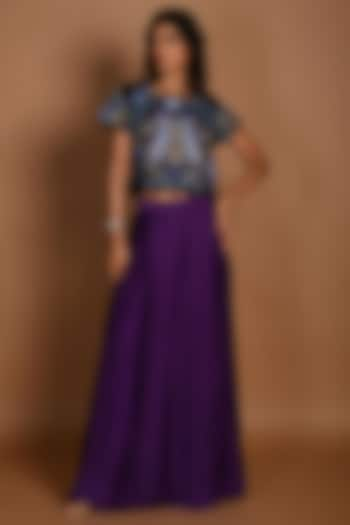 Purple Satin Organza Skirt Set by Isadaa by Rotna Dutt at Pernia's Pop Up Shop