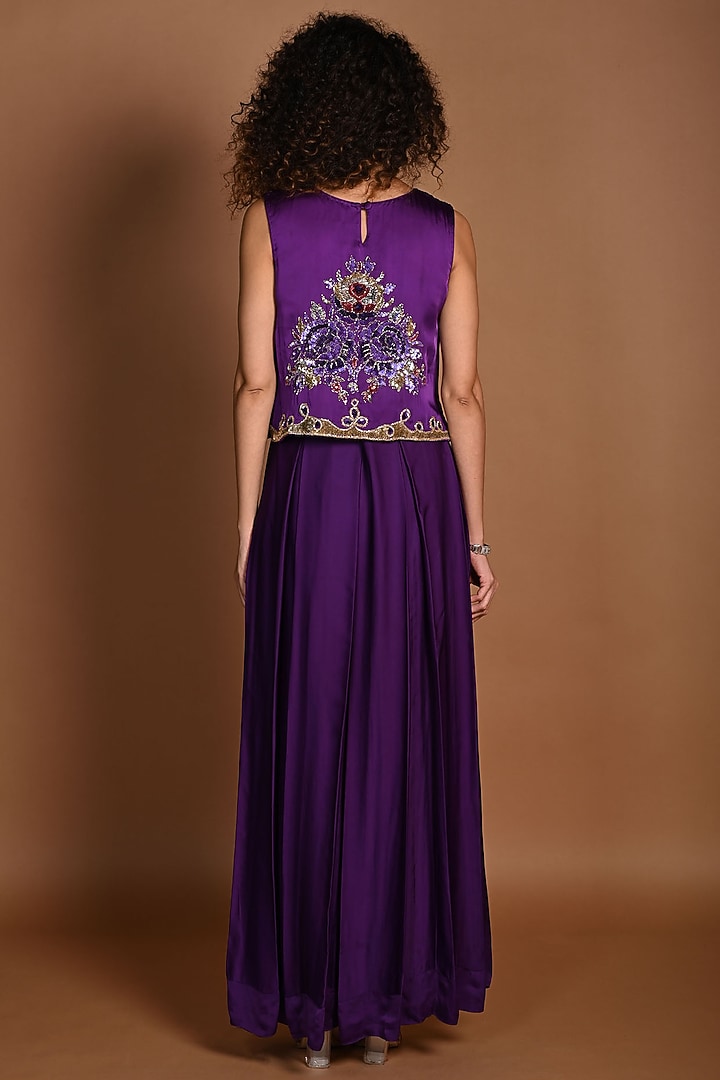 Purple Satin Organza Skirt Set by Isadaa by Rotna Dutt at Pernia's Pop ...