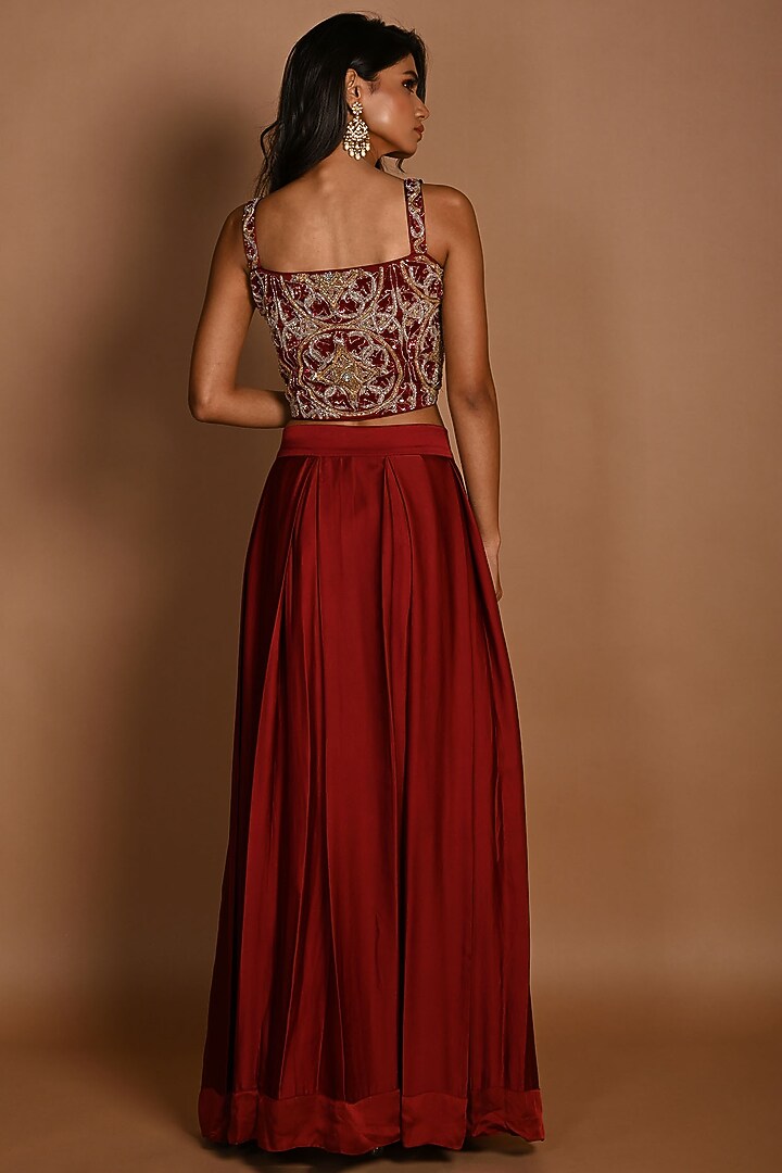 Red Satin Organza Skirt Set by Isadaa by Rotna Dutt at Pernia's Pop Up ...