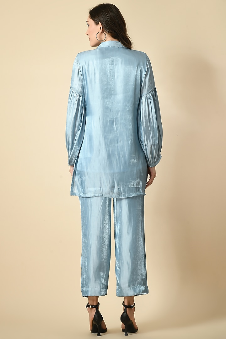 Sky Blue Organza Handwork Co-Ord Set by Isha Gupta at Pernia's Pop Up Shop