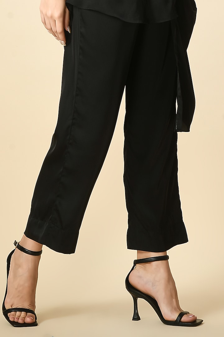 Black Satin Handwork Co-Ord Set by Isha Gupta at Pernia's Pop Up Shop