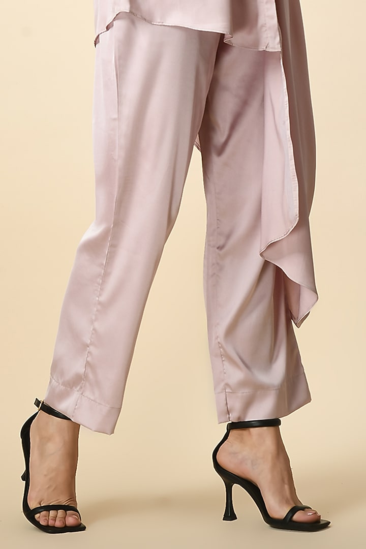 Light Pink Satin Handwork Co-Ord Set by Isha Gupta at Pernia's Pop Up Shop