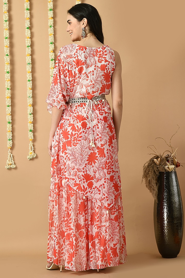Orange & White Georgette Digital Printed Sharara Set by Isha Gupta at Pernia's Pop Up Shop