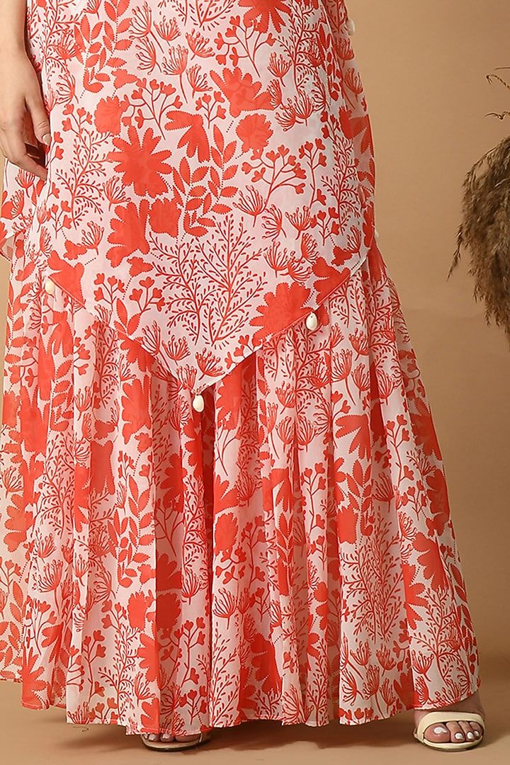 Orange & White Georgette Digital Printed Sharara Set by Isha Gupta at Pernia's Pop Up Shop