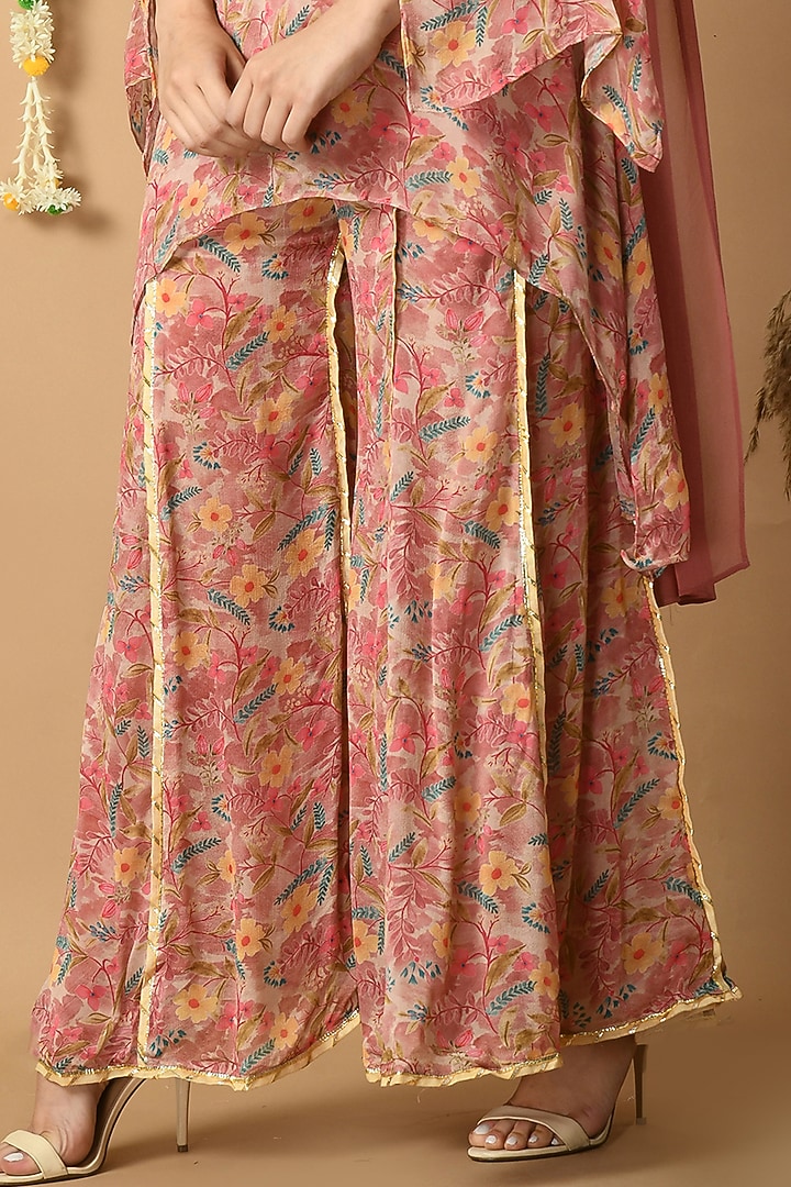 Peach Chinon Chiffon Digital Printed Sharara Set by Isha Gupta at Pernia's Pop Up Shop