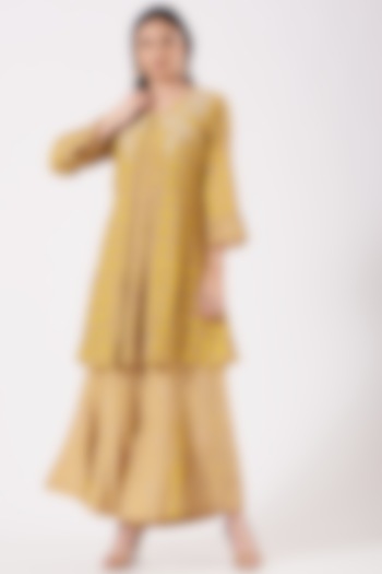 Dandelion Yellow Silk Palazzo Pant Set by Isha Gupta