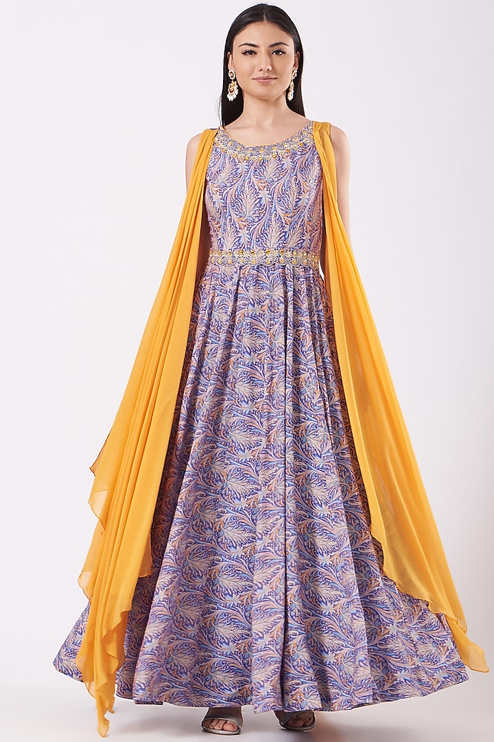 Purple Printed Gown by Isha Gupta