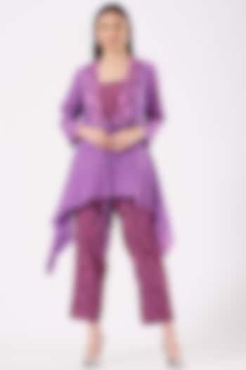 Purple Silk Pant Set by Isha Gupta