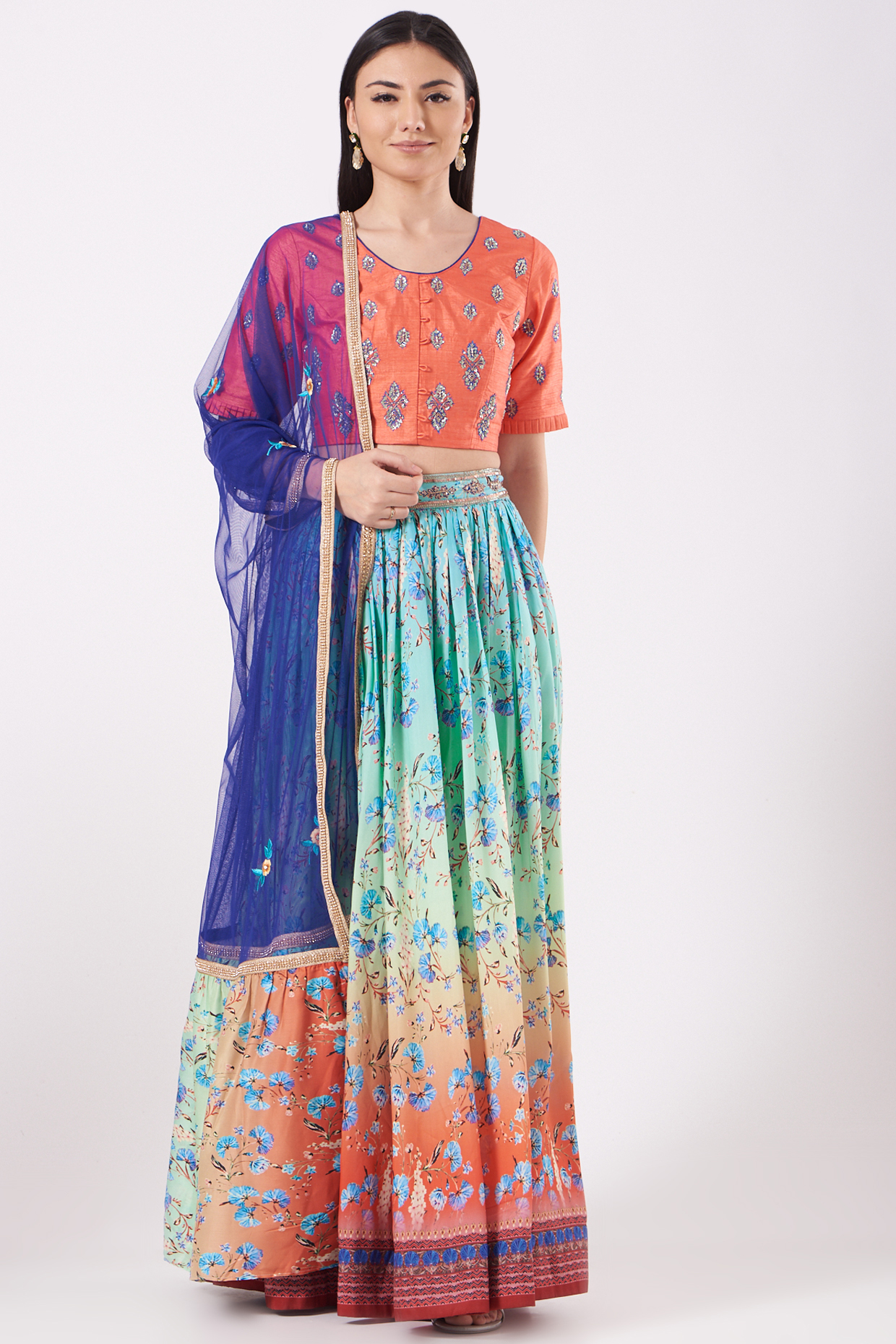 Multi-Colored Printed Lehenga Set by Isha Gupta