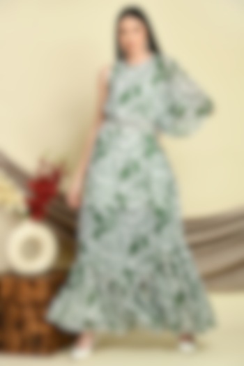 White Georgette Digital Printed Palazzo Pant Set by Isha Gupta at Pernia's Pop Up Shop