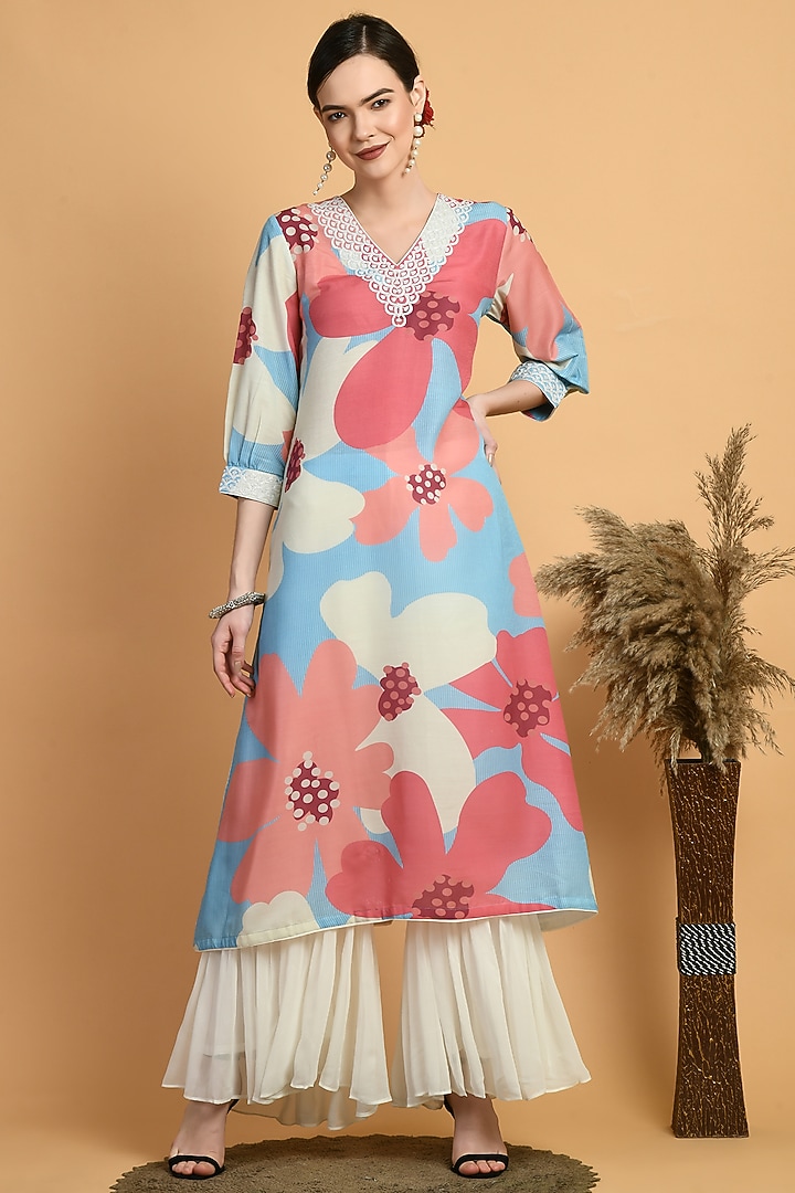 Multi-Colored Muslin Digital Printed Kurta Set by Isha Gupta at Pernia's Pop Up Shop