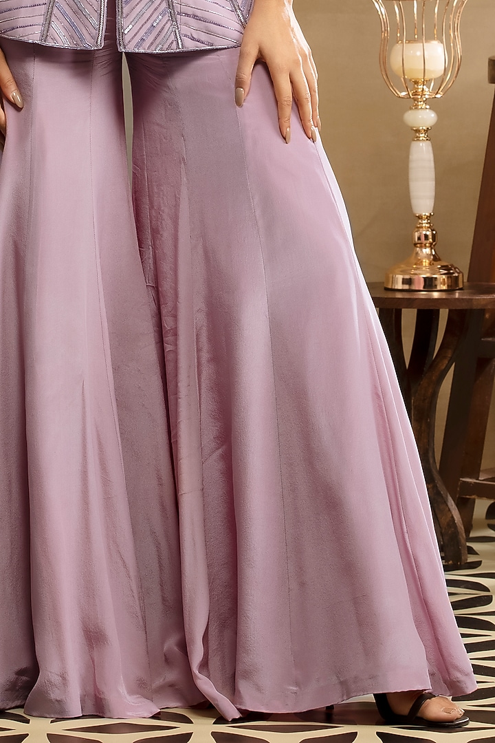 Lilac Silk Crepe Wedding Sharara Set by Isha & Shreya at Pernia's Pop Up Shop