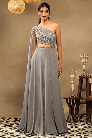 Sage Green Embroidered Anarkali by Isha & Shreya