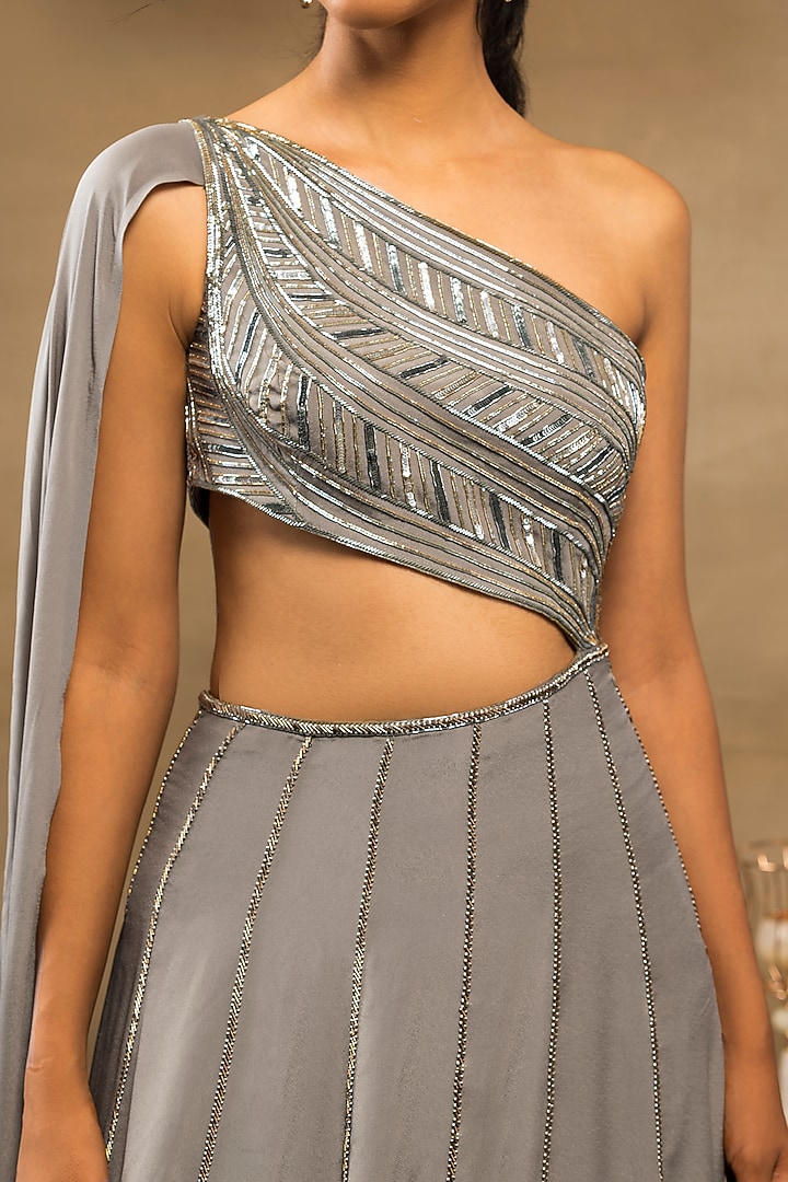 Sage Green Embroidered Wedding Anarkali by Isha & Shreya at Pernia's Pop Up Shop