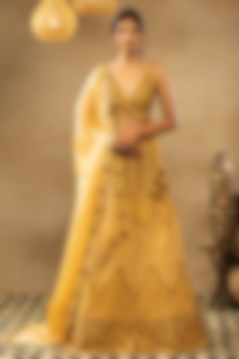 Primrose Yellow Embellished Lehenga Set by Isha & Shreya