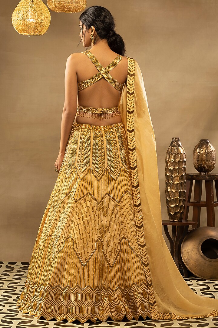 Primrose Yellow Embellished Bridal Lehenga Set by Isha & Shreya at Pernia's Pop Up Shop