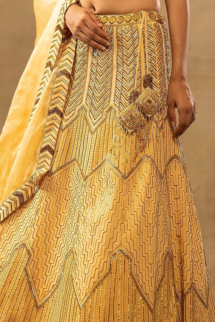 Primrose Yellow Embellished Bridal Lehenga Set by Isha & Shreya at Pernia's Pop Up Shop