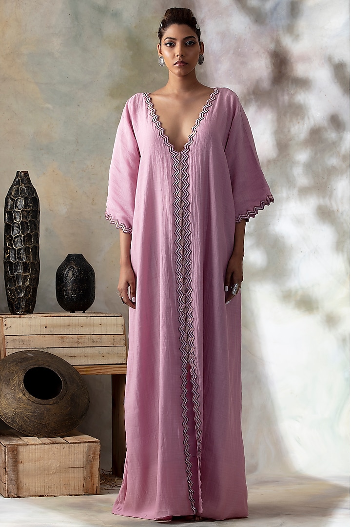 Lavender Sequins Embroidered Kaftan by Isha & Shreya