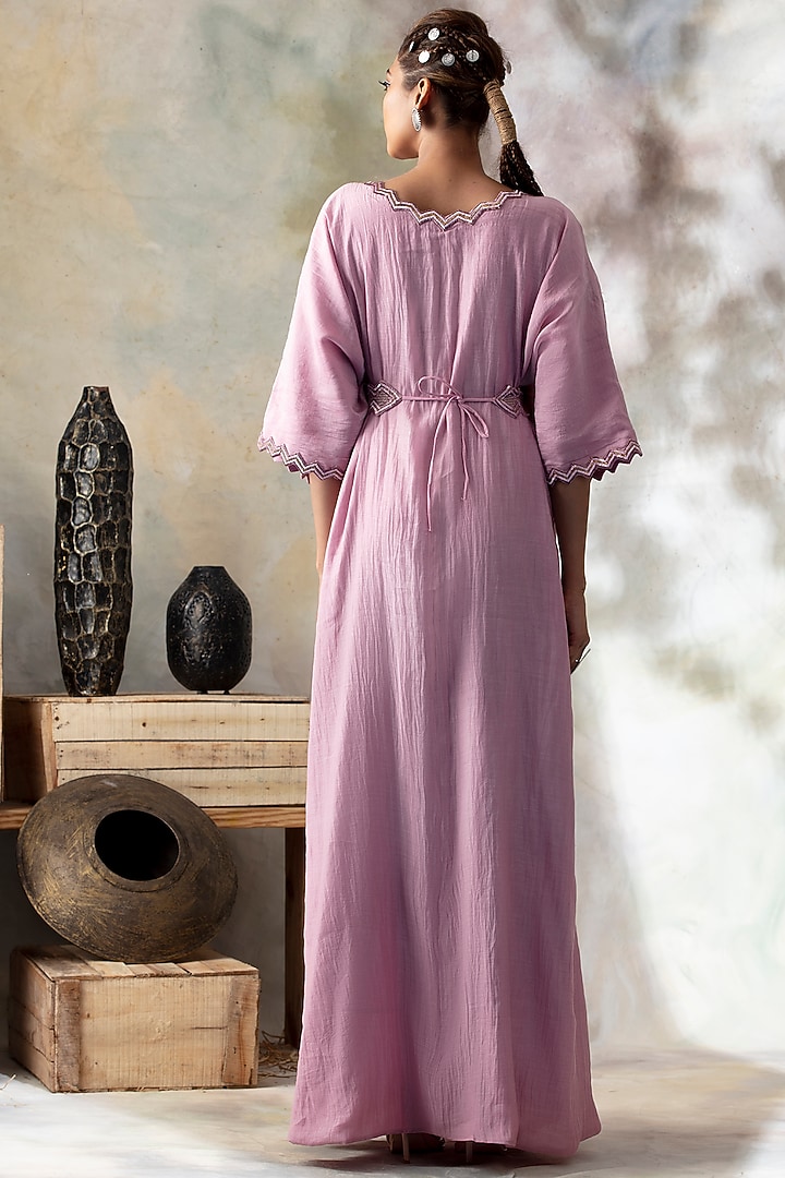 Lavender Sequins Embroidered Kaftan by Isha & Shreya at Pernia's Pop Up Shop