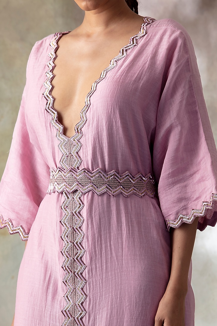 Lavender Sequins Embroidered Kaftan by Isha & Shreya at Pernia's Pop Up Shop