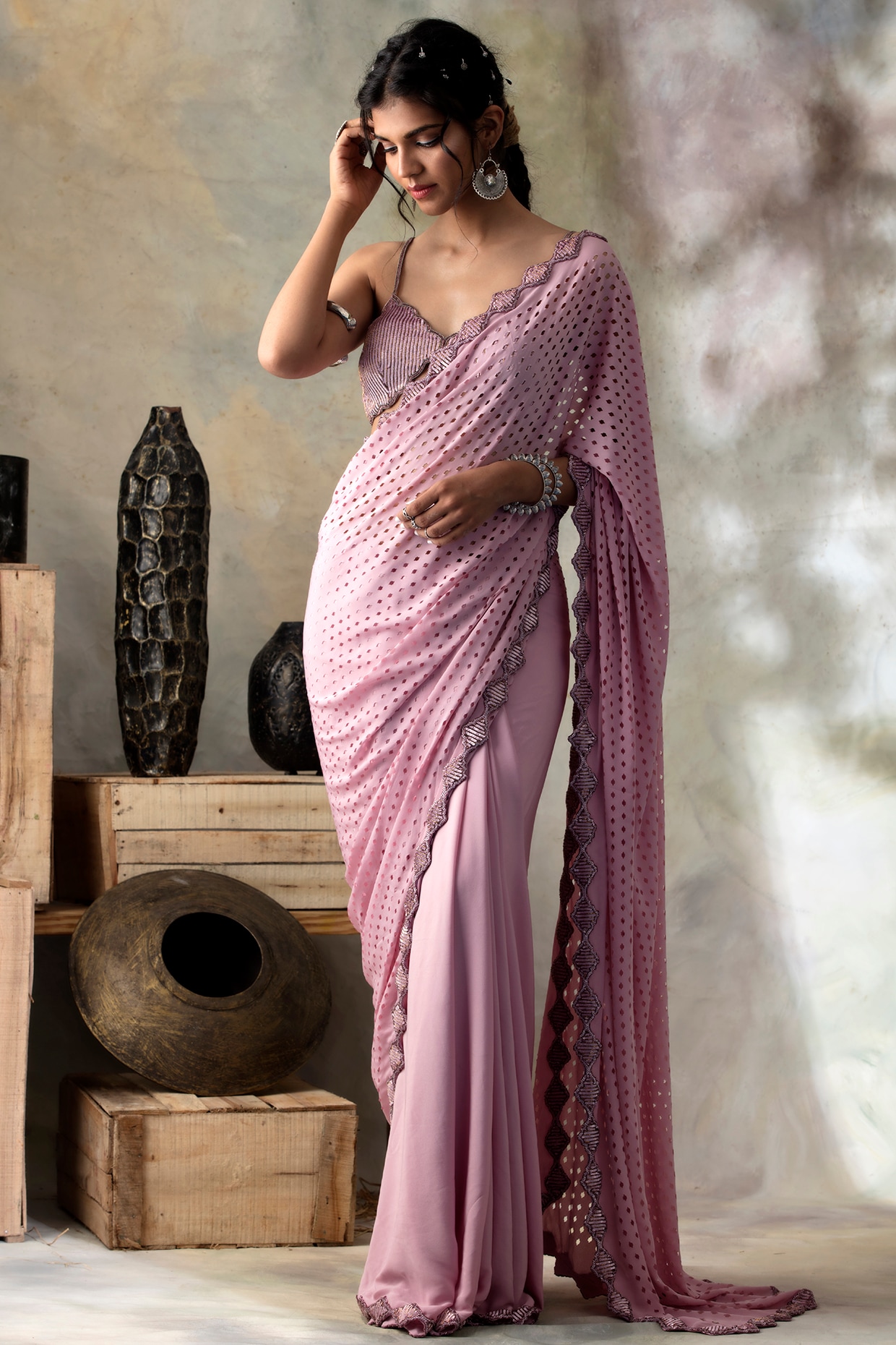 Avani Lavender Color Pure organza Chikankari Work Saree – Organza Mall