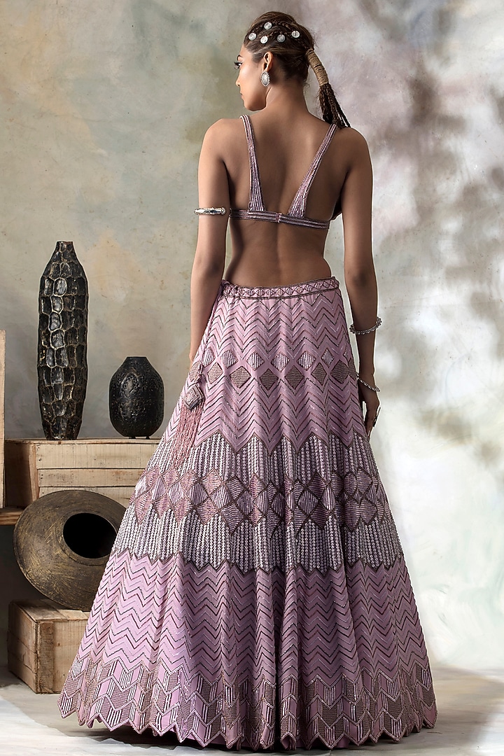 Orchid Pink Hand Embroidered Bridal Lehenga Set by Isha & Shreya at Pernia's Pop Up Shop