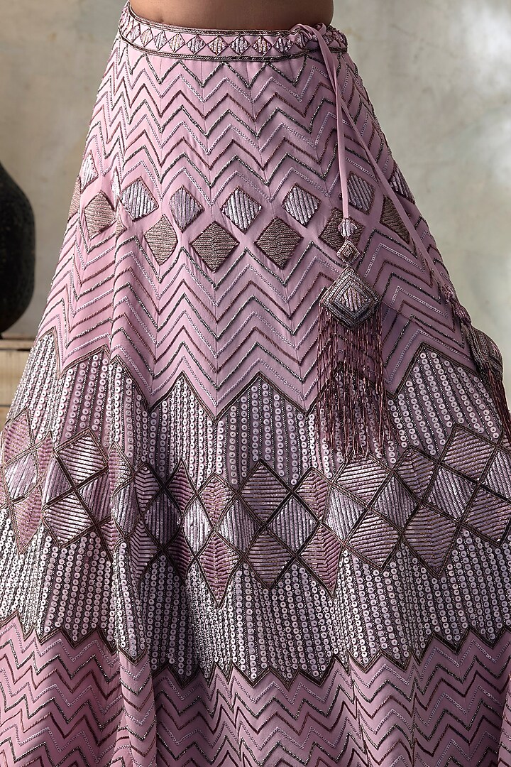 Orchid Pink Hand Embroidered Bridal Lehenga Set by Isha & Shreya at Pernia's Pop Up Shop