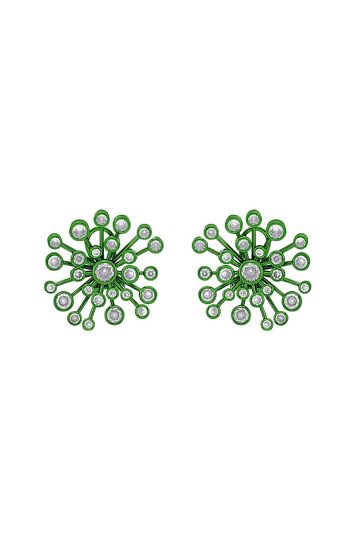 Green Handcrafted Starbust Stud Earrings by Isharya at Pernia's Pop Up Shop