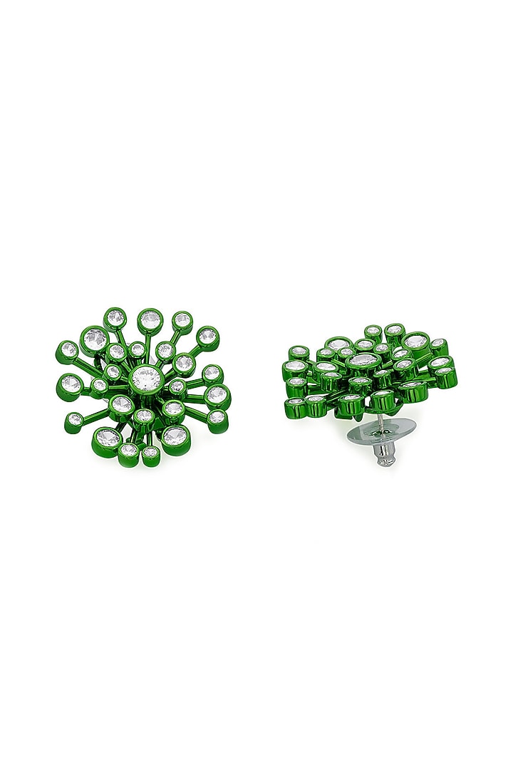 Green Handcrafted Starbust Stud Earrings by Isharya at Pernia's Pop Up Shop