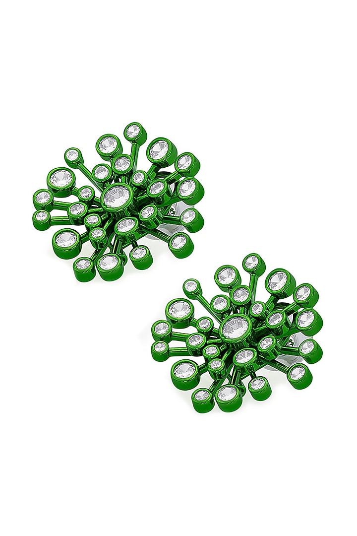 Green Handcrafted Starbust Stud Earrings by Isharya at Pernia's Pop Up Shop