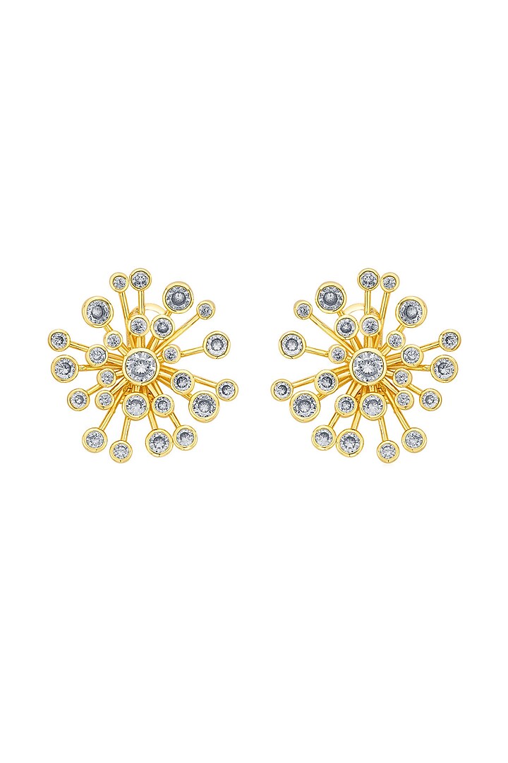 Gold Plated Handcrafted Starbust Stud Earrings by Isharya at Pernia's Pop Up Shop