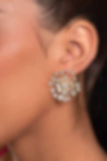 Gold Plated Handcrafted Starbust Stud Earrings by Isharya
