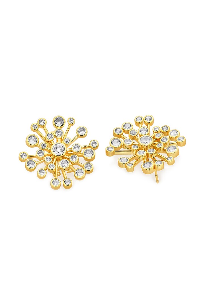 Gold Plated Handcrafted Starbust Stud Earrings by Isharya at Pernia's Pop Up Shop